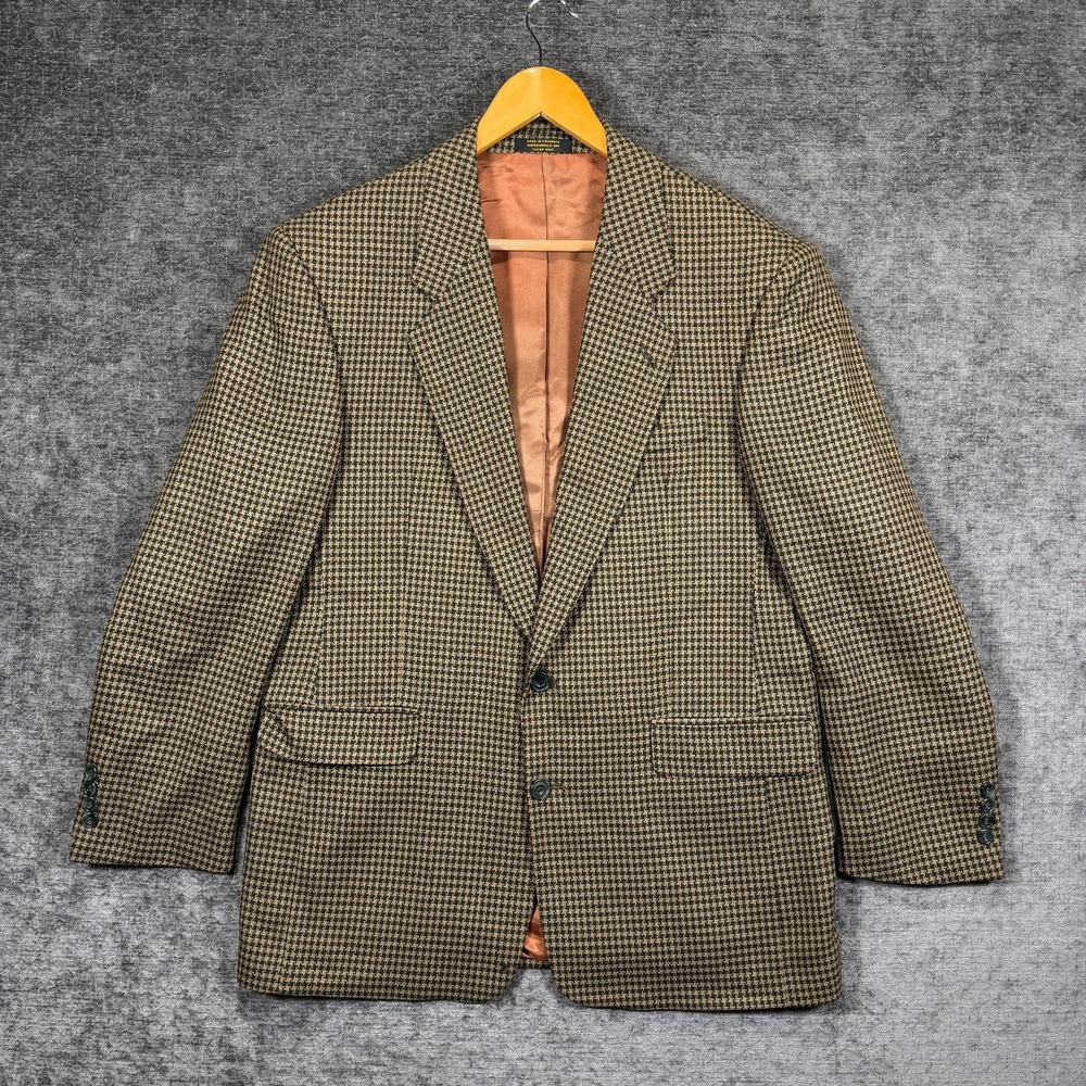 Gianfranco‎ Ruffini Wool Houndstooth Blazer Mens 42R Brown Italy